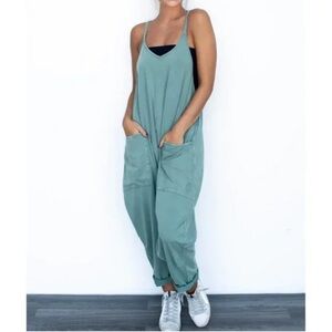 Free People Movement Hot Shot Jumpsuit Onesie Womens SIze Large Green